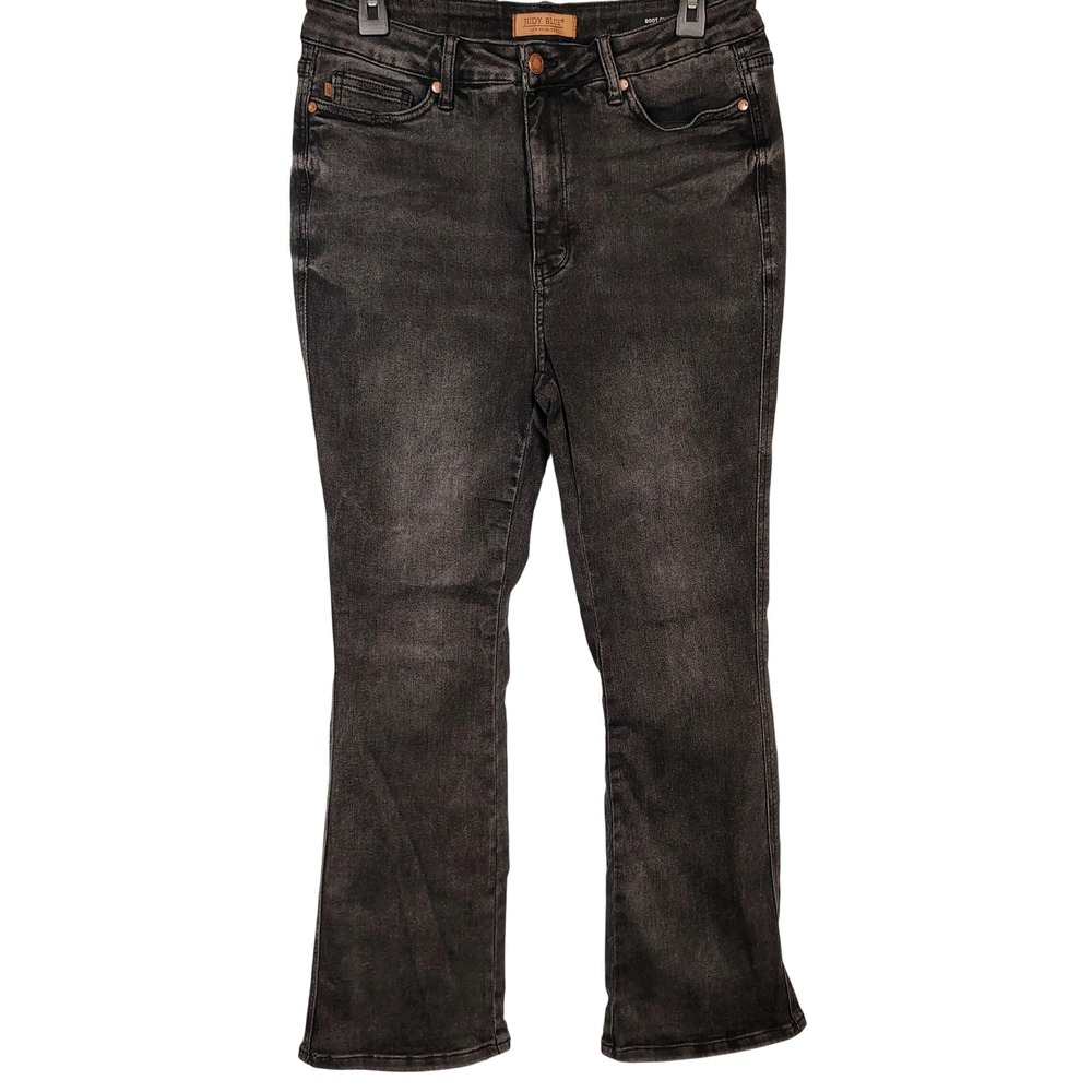 Judy Blue 15/32 Short Black Bootcut Jeans High Rise Stretch indy roxy goth